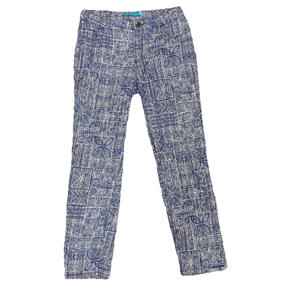 Tori Richard Pants Size 4 Print Straight Dress Pant Vacation Stretch Denim Beach